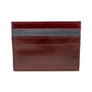 KEY&CO Genuine Eel Skin Slim Card Holder ? Burgundy with Grey/Red Trim