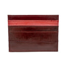 KEY&CO Genuine Eel Skin Slim Card Holder ? Burgundy with Grey/Red Trim
