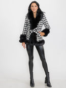 WOMEN'S LONG SLEEVE BUTTON CLOSURE FRONT POCKETS COLORBLOCK FAUX FUR COAT