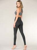 WB3018 Peached Seamless Front & Side High Waisted Leggings with Inner Pocket Full-Length Yoga Pants