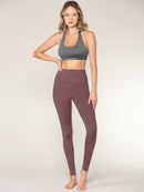 WB3018 Peached Seamless Front & Side High Waisted Leggings with Inner Pocket Full-Length Yoga Pants