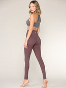WB3018 Peached Seamless Front & Side High Waisted Leggings with Inner Pocket Full-Length Yoga Pants