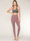 WB3018 Peached Seamless Front & Side High Waisted Leggings with Inner Pocket Full-Length Yoga Pants