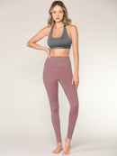 WB3018 Peached Seamless Front & Side High Waisted Leggings with Inner Pocket Full-Length Yoga Pants