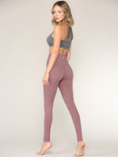 WB3018 Peached Seamless Front & Side High Waisted Leggings with Inner Pocket Full-Length Yoga Pants