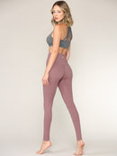 WB3018 Peached Seamless Front & Side High Waisted Leggings with Inner Pocket Full-Length Yoga Pants