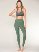WB3018 Peached Seamless Front & Side High Waisted Leggings with Inner Pocket Full-Length Yoga Pants