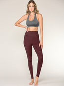 WB3018 Peached Seamless Front & Side High Waisted Leggings with Inner Pocket Full-Length Yoga Pants