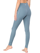 WB3019 Women's Peached Seamless Front Leggings with Side Pocket Full-Length Yoga Pants