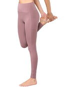 WB3019 Women's Peached Seamless Front Leggings with Side Pocket Full-Length Yoga Pants