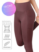 WB3019 Women's Peached Seamless Front Leggings with Side Pocket Full-Length Yoga Pants
