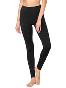 WB3020 Women's Peached Seamless Front & Side Foldable Waisted Leggings with Inner Pocket Full-Length Yoga Pants