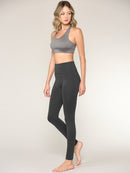 WB3020 Women's Peached Seamless Front & Side Foldable Waisted Leggings with Inner Pocket Full-Length Yoga Pants