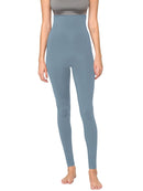 WB3020 Women's Peached Seamless Front & Side Foldable Waisted Leggings with Inner Pocket Full-Length Yoga Pants
