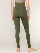 WB3020 Women's Peached Seamless Front & Side Foldable Waisted Leggings with Inner Pocket Full-Length Yoga Pants