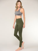 WB3020 Women's Peached Seamless Front & Side Foldable Waisted Leggings with Inner Pocket Full-Length Yoga Pants
