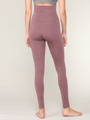 WB3020 Women's Peached Seamless Front & Side Foldable Waisted Leggings with Inner Pocket Full-Length Yoga Pants