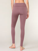 WB3020 Women's Peached Seamless Front & Side Foldable Waisted Leggings with Inner Pocket Full-Length Yoga Pants