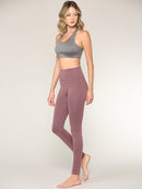 WB3020 Women's Peached Seamless Front & Side Foldable Waisted Leggings with Inner Pocket Full-Length Yoga Pants
