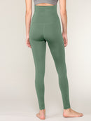 WB3020 Women's Peached Seamless Front & Side Foldable Waisted Leggings with Inner Pocket Full-Length Yoga Pants