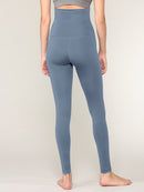 WB3020 Women's Peached Seamless Front & Side Foldable Waisted Leggings with Inner Pocket Full-Length Yoga Pants