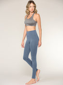 WB3020 Women's Peached Seamless Front & Side Foldable Waisted Leggings with Inner Pocket Full-Length Yoga Pants
