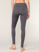 WB3020 Women's Peached Seamless Front & Side Foldable Waisted Leggings with Inner Pocket Full-Length Yoga Pants