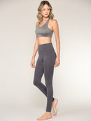 WB3020 Women's Peached Seamless Front & Side Foldable Waisted Leggings with Inner Pocket Full-Length Yoga Pants
