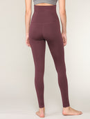 WB3020 Women's Peached Seamless Front & Side Foldable Waisted Leggings with Inner Pocket Full-Length Yoga Pants
