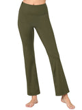 WB3021 Peached Seamless Front & Side Leggings with Inner Pocket Ankle Boot Cut Yoga Pants