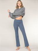 WB3021 Peached Seamless Front & Side Leggings with Inner Pocket Ankle Boot Cut Yoga Pants