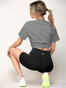 WB3022 Women's Anti-cellulite Sport Shorts Leggings with High-Waist Tummy Control Body Shaper Wide Waistband