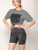 WB3022 Women's Anti-cellulite Sport Shorts Leggings with High-Waist Tummy Control Body Shaper Wide Waistband