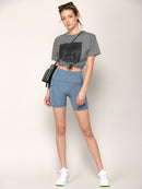 WB3022 Women's Anti-cellulite Sport Shorts Leggings with High-Waist Tummy Control Body Shaper Wide Waistband