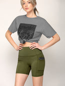 WB3022 Women's Anti-cellulite Sport Shorts Leggings with High-Waist Tummy Control Body Shaper Wide Waistband