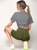 WB3022 Women's Anti-cellulite Sport Shorts Leggings with High-Waist Tummy Control Body Shaper Wide Waistband
