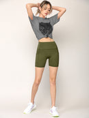 WB3022 Women's Anti-cellulite Sport Shorts Leggings with High-Waist Tummy Control Body Shaper Wide Waistband