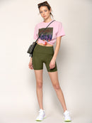 WB3022 Women's Anti-cellulite Sport Shorts Leggings with High-Waist Tummy Control Body Shaper Wide Waistband