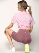 WB3022 Women's Anti-cellulite Sport Shorts Leggings with High-Waist Tummy Control Body Shaper Wide Waistband