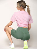 WB3022 Women's Anti-cellulite Sport Shorts Leggings with High-Waist Tummy Control Body Shaper Wide Waistband