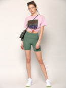 WB3022 Women's Anti-cellulite Sport Shorts Leggings with High-Waist Tummy Control Body Shaper Wide Waistband