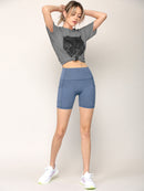 WB3022 Women's Anti-cellulite Sport Shorts Leggings with High-Waist Tummy Control Body Shaper Wide Waistband