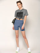 WB3022 Women's Anti-cellulite Sport Shorts Leggings with High-Waist Tummy Control Body Shaper Wide Waistband