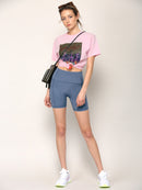 WB3022 Women's Anti-cellulite Sport Shorts Leggings with High-Waist Tummy Control Body Shaper Wide Waistband