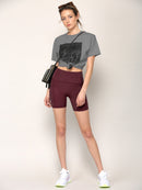 WB3022 Women's Anti-cellulite Sport Shorts Leggings with High-Waist Tummy Control Body Shaper Wide Waistband