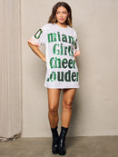 WOMEN'S SHORT SLEEVES GRAPHIC SEQUINS TUNIC MINI DRESS