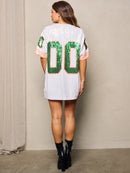 WOMEN'S SHORT SLEEVES GRAPHIC SEQUINS TUNIC MINI DRESS