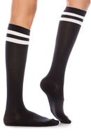 WS17 12 Pairs Soft Stretch Nylon, Shoe Size 6â€“9, Made in Korea Striped Knee High Socks with Elastic Band
