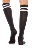 WS17 12 Pairs Soft Stretch Nylon, Shoe Size 6â€“9, Made in Korea Striped Knee High Socks with Elastic Band