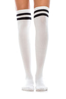 WS18 12 Pairs Elastic Band Top, Shoe Size 6â€“9, Made in Korea Striped Knee High Socks